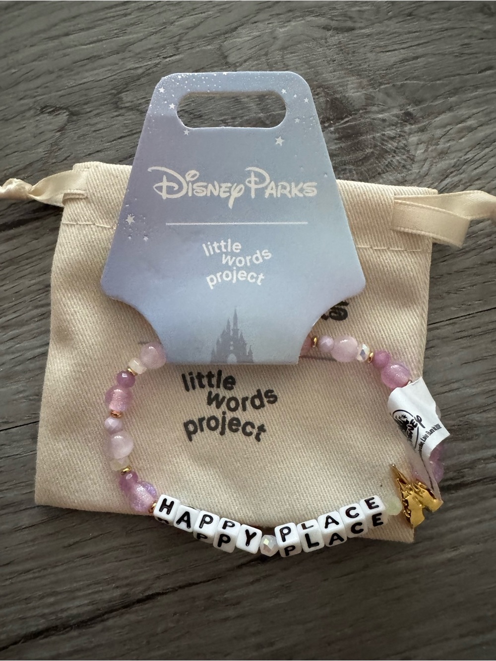 Disney Parks x Little Words Project 'Happy Place' Pink Beaded Bracelet